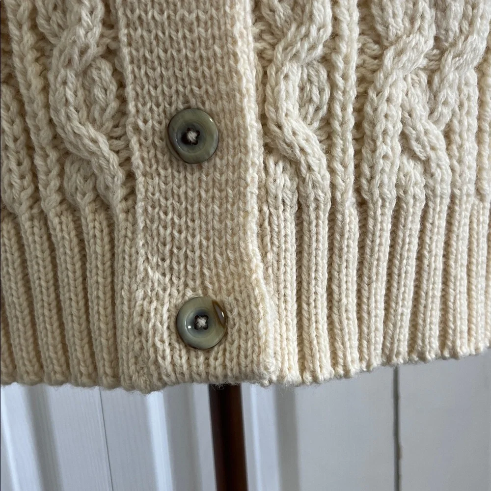 Vintage Aran Fisherman Wool Cream Cable Knit Sweater Vest - Picture 5 of 16